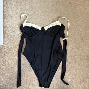 Monday Swimwear Black and Cream One Piece Swimsuit